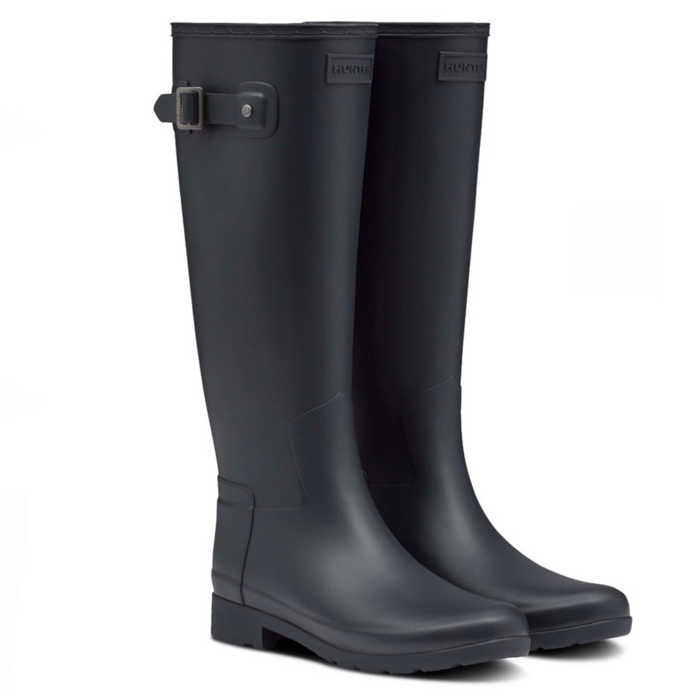 New Hunter Refine Tall Matte Black Wide Rainboots - Picture 1 of 12